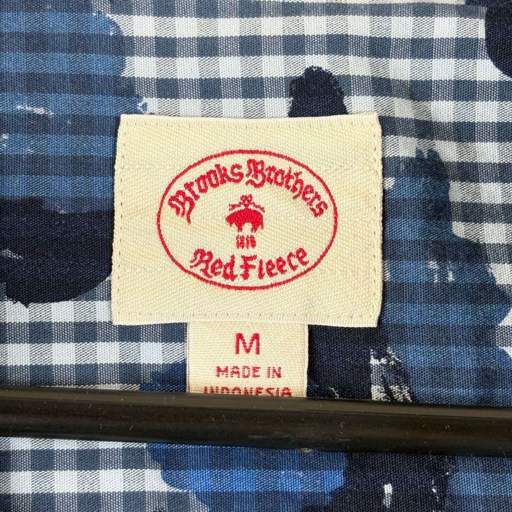 Brooks Brothers Red Fleece Men's Blue Gingham Floral Button Down Shirt Size M - Picture 4 of 5